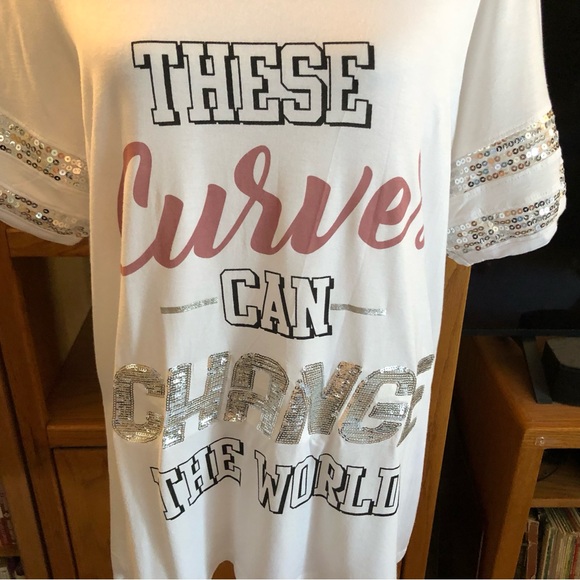 NWT Ashley Stewart Sequin Graphic Tee - Picture 3 of 5